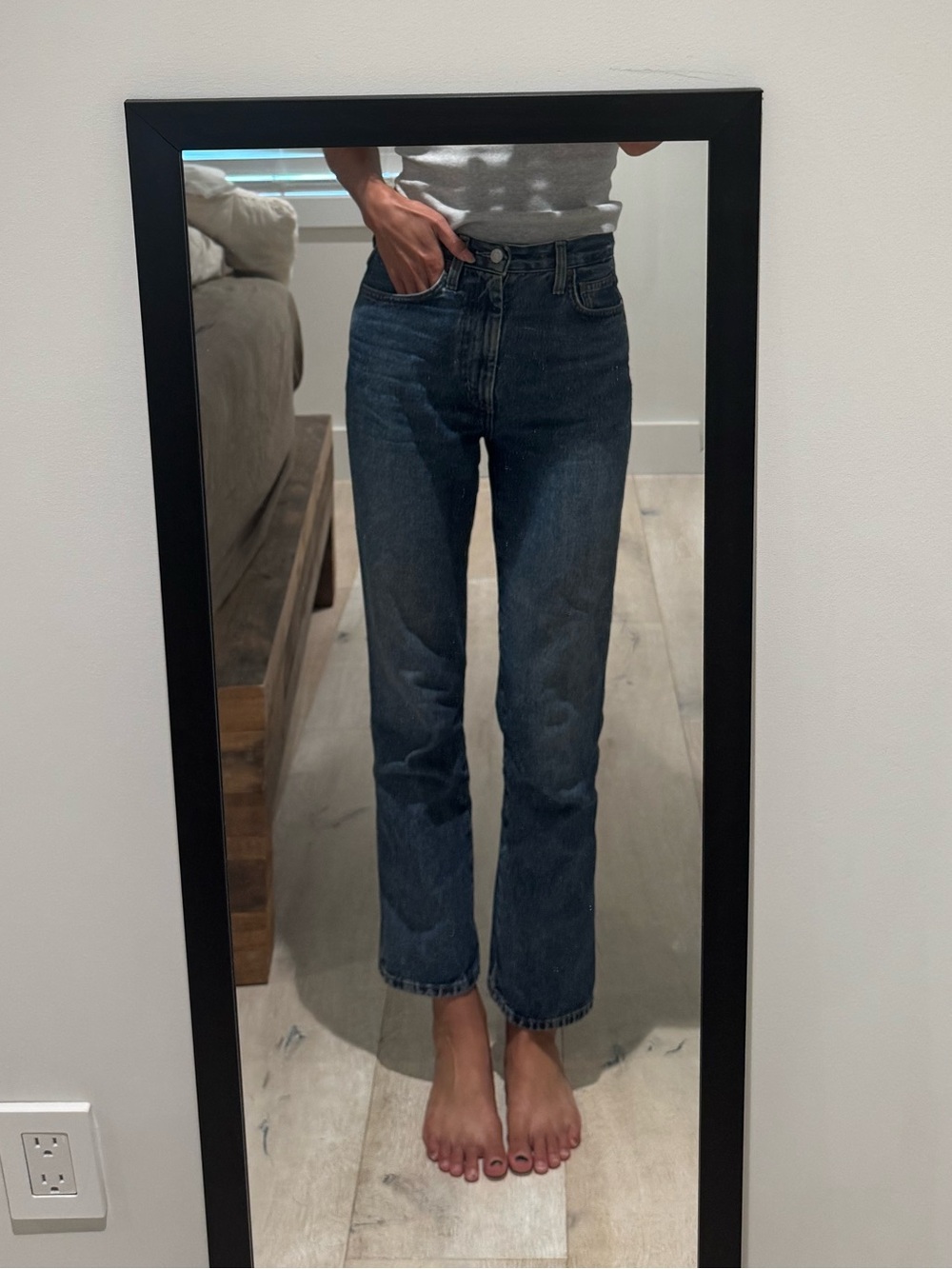 Agolde Women's Straight Leg Jeans in Dark Blue Denim